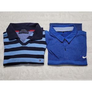 Nike Golf Men's Polo Modern Dri Fit Striped Tommy Hilfiger Polo T-Shirt Size L